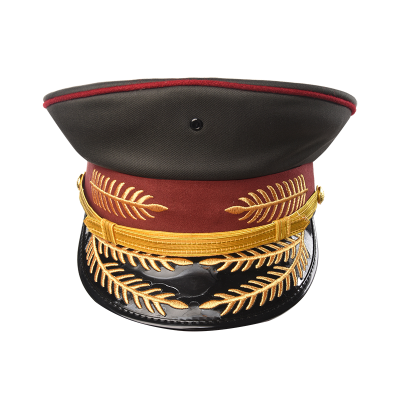 Brown peaked hat officer military cap