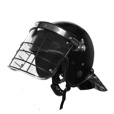 Black anti riot police control helmet with visor