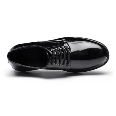 Polished black genuine leather officer shoes