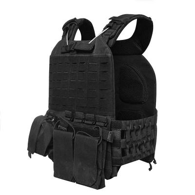 Black military tactical vest plate carrier