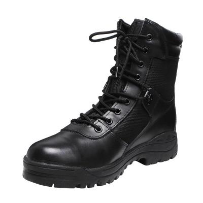 Black gunuine leather military army boots