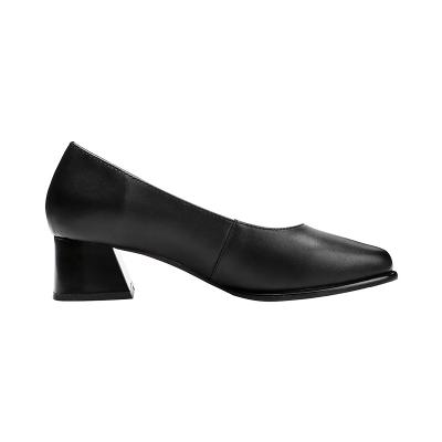 Police Officer Black Genuine Leather High Heels Shoes for Women